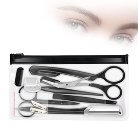 Ancuioyz Eyebrow Grooming Kit, 9 Pieces, Stainless Steel, Black, Professional Eyebrow Trimmer Set with Tweezers, Scissors, Comb, Suitable for Men and Women