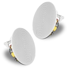 Sound Town Pair of 6.5" Two-Way Coaxial in-Ceiling Speaker, Flush Mount, 70V/100V/8-Ohm Operation, Magnetic Grill, White (STCS6N-PAIR)