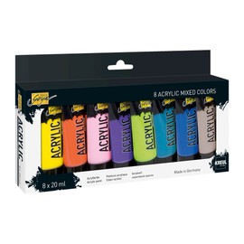 KREUL 84177 Solo Goya Acrylic Set, 8 x 20 ml, Study Quality Acrylic Paint, Dries Quickly and Evenly Matt, Waterproof