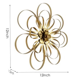 Remenna Metal Flowers Wall Decor Set of 2 Multiple Floral Hanging Decor for Bathroom Living Room Home Office Garden Kitchen