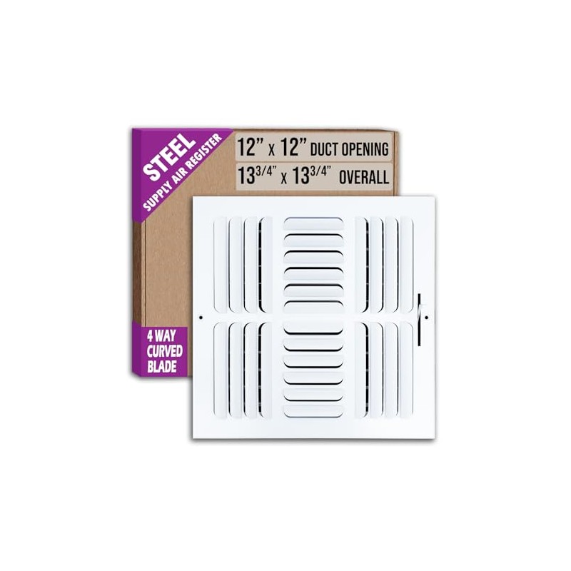 Fits 12x12 Duct Opening 4 Way Fixed Curved Blade Air