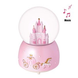 Snow Globe Gift Crystal Ball Castle Music Box Rotating Musical Box Colorful LED Light Melody Musical Gift Artware Christmas Birthday Gift Present For Kids Girls Desktop Ornament Desk Decoration