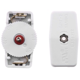 E-outstanding Lamp Switch 2PCS Plastic Housing On/Off Thumbwheel Light Lamp Inline Switches White AC 125V 3A
