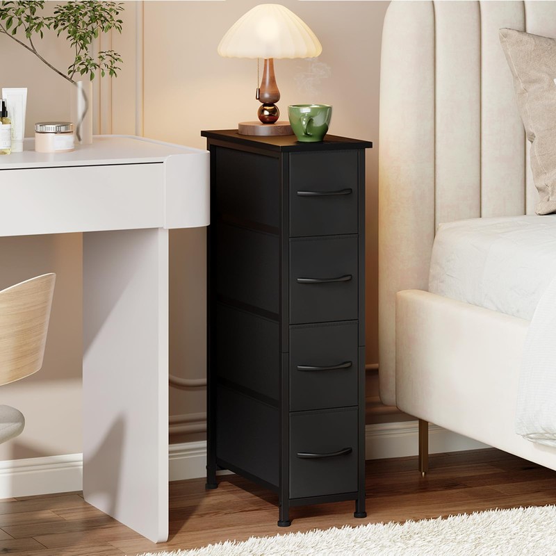 Somdot Narrow Dresser with 4 Drawers, Slim Storage Organizer Chest