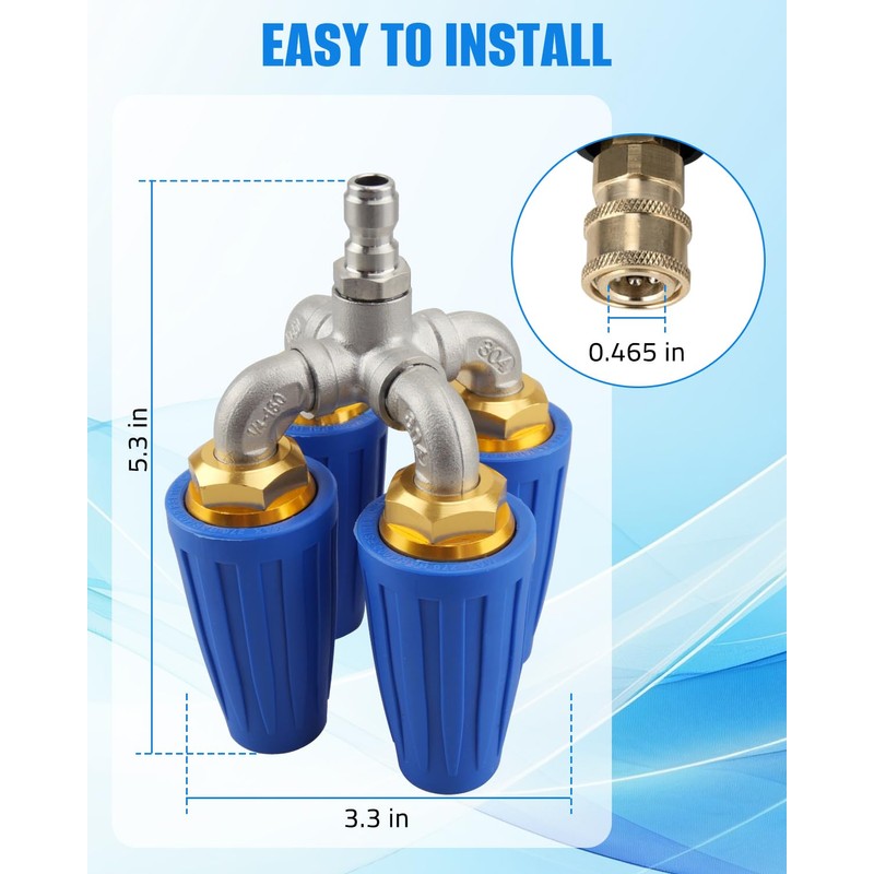 ULXIOM 4-in-1 Pressure Washer Turbo Nozzle, 1/4" Quick Connector, 360