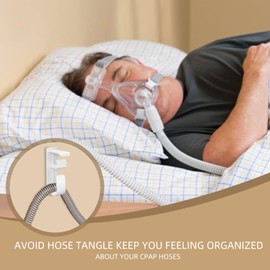LaitoFame 2PCS CPAP Hose Hanger - Mask Hook & Tubing Holder with Anti-Unhook Feature Hose Organizer Avoids CPAP Hose Tangle CPAP Supplies with 4 Picture Hanging Strips