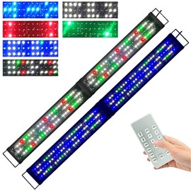KZKR Upgraded Aquarium Light 11 to 78 inch Full Spectrum Fish Tank Light Adjustable Remote Control Hood Lamp Lighting for Freshwater Saltwater Marine (Remote Control Multicolor 48-60 Inch(24+24"))