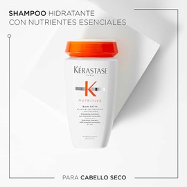 KÉRASTASE Bain Satin Nutritive | Shampoo Hidratante para Cabello Seco | Hidrata y Fortalece | Con Proteínas de origen vegetal y Niacinamida | 250ml