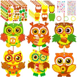 Eternity sky 30 Sets Fall Crafts Kit for Kids - Thanksgiving DIY Owl Art Set for Autumn Classroom Activities Party Supplies