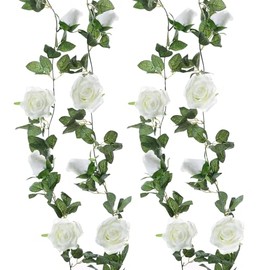 Felice Arts - Paquete de 2 guirnaldas de rosas artificiales de color crema, para colgar en la mesa, para boda, arco, jardín, decoración de tipi