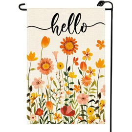 Hello Fall Floral Garden Flag 12x18 Inch Vertical Small Double Sided Orange Flowers Farmhouse Outside Decoration For Yard QJ25