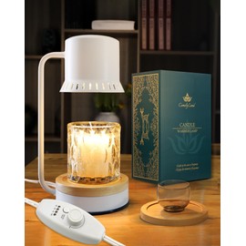 Candle Warmer Lamp with Timer 50W Dimmable Warming Light for Jar Candles Adjustable with Coasters Modern Metal White Wax Melt Lamp Housewarming Gift Ideas Zen SPA Yoga Gift for Women Mother Birthday