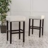 Christopher Knight Home Lisette Backless Leather Barstools, 2-Pcs Set, Ivory
