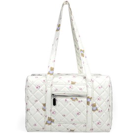 Farcauo Cute Tote Duffel Bags Women White Travel Duffel Bag Weekender Overnight Work Diaper Gym Duffel Carry On Purses for Women Travel Tote Hospital Bag for Labor Delivery