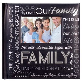 Malden International Designs 4x6 Horizontal 2 Up Family Photo Album Black Book Bound Memo Writing Areas Hard Cover 3.5 x 5 Front Cover Photo Pocket