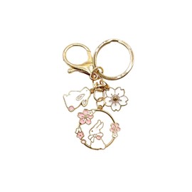 Cute Sakura Rabbit Keychain Kawaii Flower Rabbit Glutinous Rice Balls Peach Keychain For Women Girls 2023 Rabbit Year Gift, A, 1