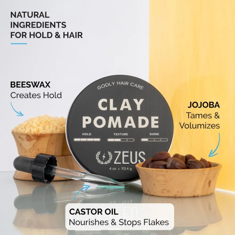 Pomada De Arcilla Zeus Para Hombres, Acabado Mate, Soluble E