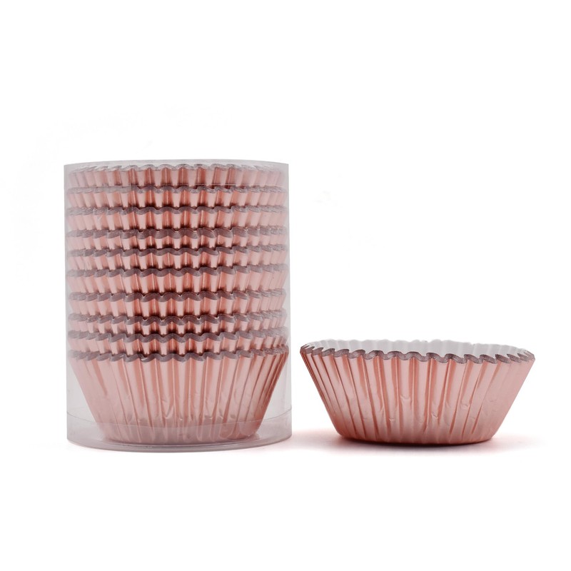 200 Pcs Rose Gold Foil Cupcake Liners Standard Baking Cups