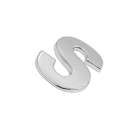 Motoforti Silver Tone Metal S Letter Shaped Car Auto Exterior Emblem 3D Sticker Decor Long-lasting