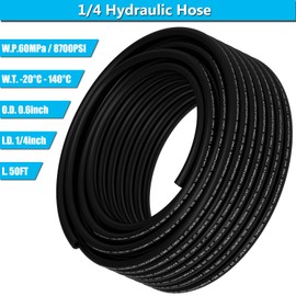 50Ft 1/4 Hydraulic Hose with 10Pcs 1/4" JIC 37° Female and 10Pcs 1/4 inch NPTF Male Hydraulic Hose Fittings W.P.60MPa / 8700PSI
