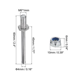 MECCANIXITY Pack of 3 Landing Gear Steel Axle 5/32 Inch Dia 2.4 Inch Length M6 Wheel Drive Shaft with Nuts for RC Airplane