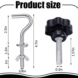 Therwen 8 Pcs Hammock Hardware Kit Heavy Duty Hammock Stand Hook Replacement Thread Hand Knob for Swing Chair Patio Umbrella Base Garden(Silver)