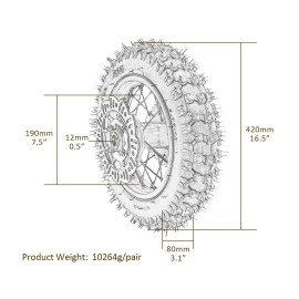 Unbranded 3.00-10 10" Rear Wheel Rim Tire Disc Brake 12mm 420 Sprocket Mini Pit Dirt Bike