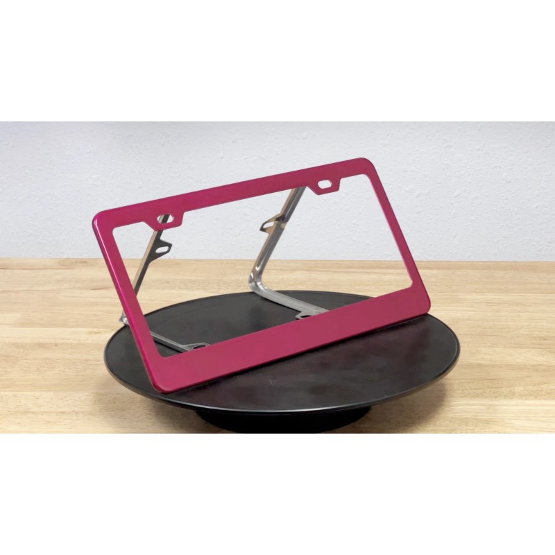 KA License Plate Frame Raspberry Pink Powder Coated Stainless Steel