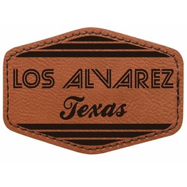 Los Alvarez Texas City Retro Souvenir 2x3 Hexagonal Iron-on Leatherette Patch with Adhesive 2-Pack