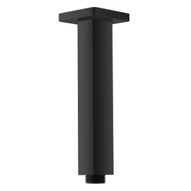 Brazo de ducha de montaje en techo de 6 pulgadas, color negro mate, tubo de cabezal de ducha cuadrado con brida 1/2 NPT roscas cónicas Brazo de ducha de lluvia
