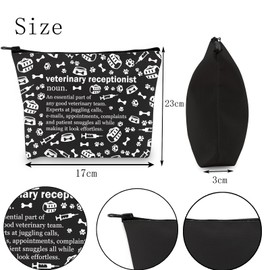 POFULL Veterinary Gift Vet Receptionist Definition Cosmetic Bag Vet Clinic Gift (Black Vet Recep CA Bag)