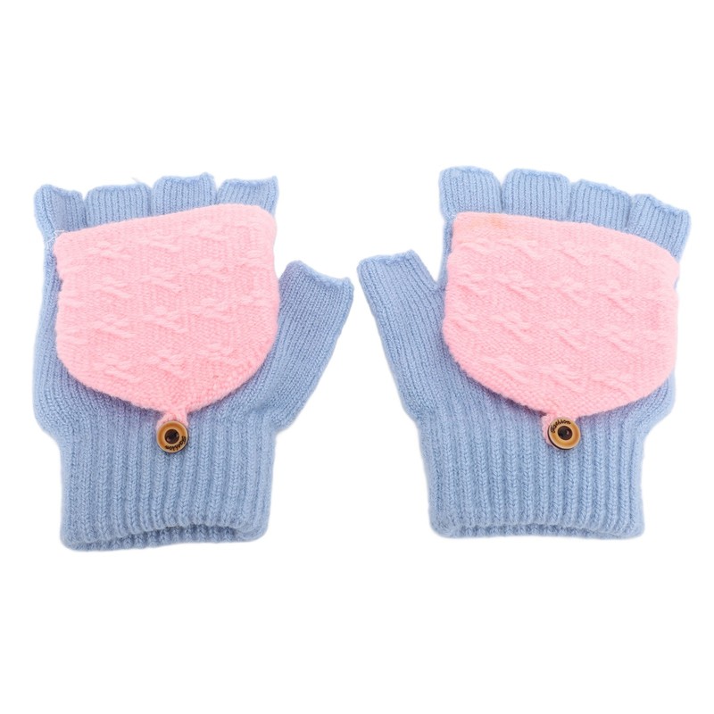 1 Pair Winter Knitted Fingerless Gloves Double Sided Heating USB