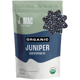 Organic Whole Juniper Berries by J MAC BOTANICALS, Certified Organic by Organic Certifiers, Inc. USDA organic Juniper Berry. Packaged in USA, great for herbal infusions, cooking and seasoning beef, pork, turkey brine, soups, syrups, cocktail bombs