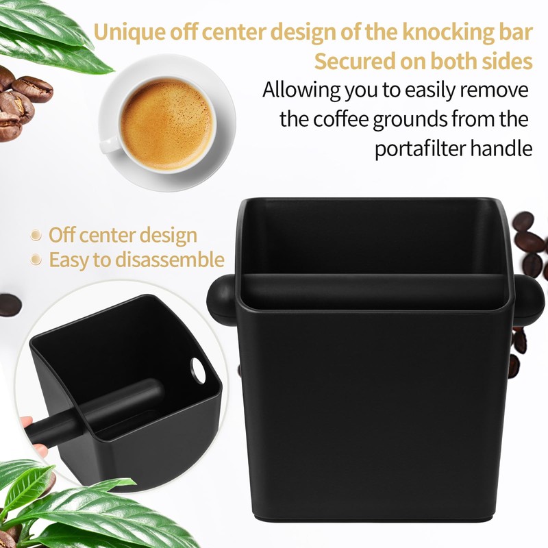 IAOSEN Large Square Knock Box High Sidewall Design Espresso Knock