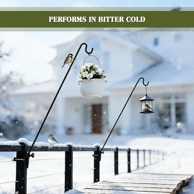 2 Packs Extended Fence Deck Heavy Duty Bird Feeder Hook,