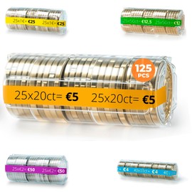 ALEJANDRO FUENTES AF® - 125 Blister Packs for Coins, Pack of 125, 1 Euro, European Size, Organize and Protect Your Cash, Reinforced Plastic for 20 Cents