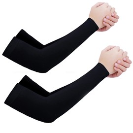 2 Pairs - Arm Cooling Sleeves UV Sun Protection Arm Sleeves for Women Men Youth, MH MOIHSING Arm Warmers for Cycling Driving Outdoor Sports Basketball Sleeves, Arm Compression Sleeves, Black