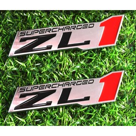 2pcs ZL1 Supercharged Emblem Engine Hood Badge Decal Replacement for Zl1 Camaro (Chrome)