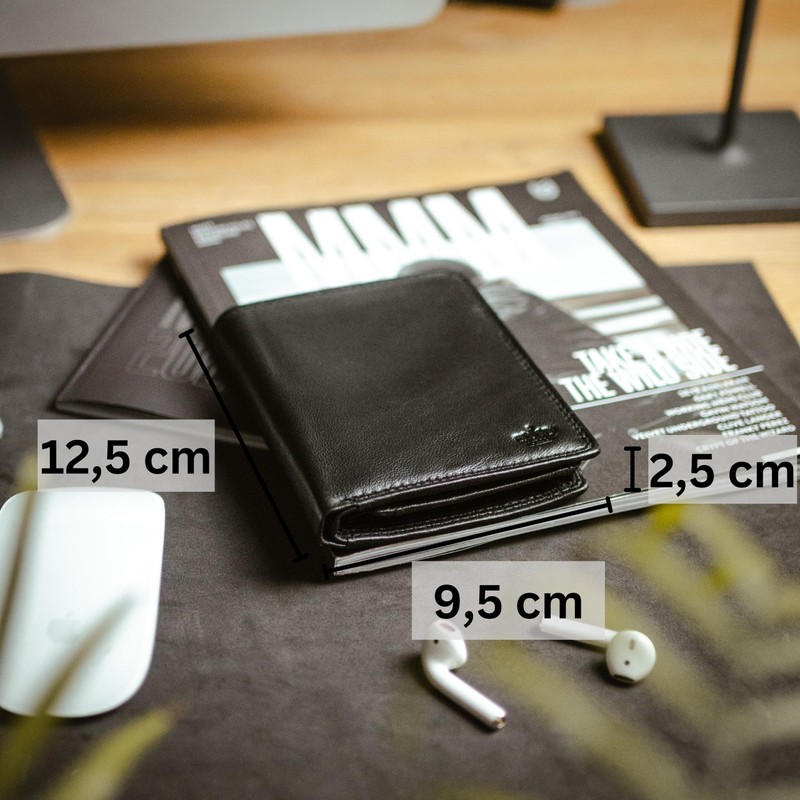 Baur Men's Genuine Leather Wallet with RFID Protection, Portrait Format,