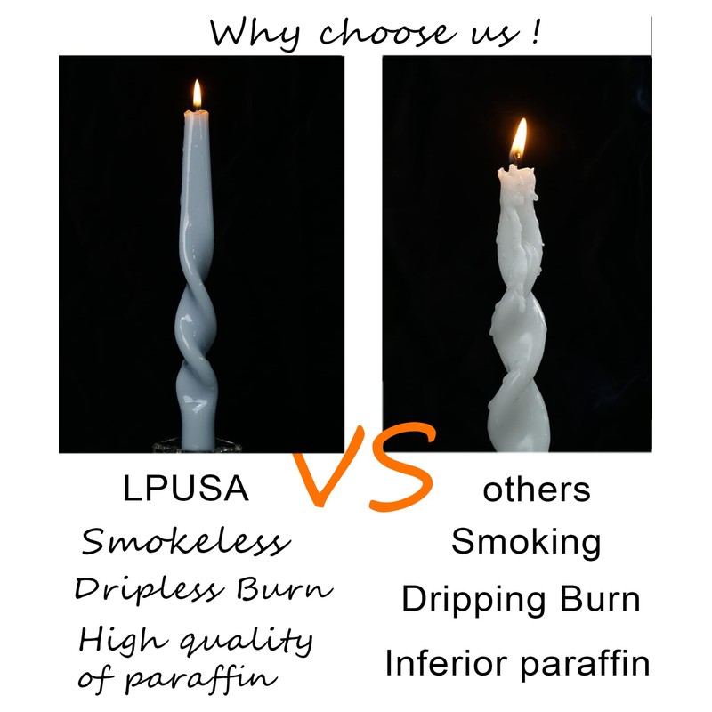 LPUSA Brown Spiral Taper Candles Twisted Candle Conical Stick Candles