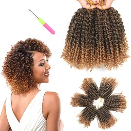 6 Inch Short Passion Twist Hair 8 Bundles Marlybob Crochet Hair Kinky Curly Crochet Hair for Black Women (8Bundles6 Inch, 1B/27#)