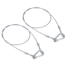 PATIKIL Stainless Steel Safety Cable 31.5"/80cm, 2Pack 2.5mm Flexible Security Wire Rope Lock Double Loops with Hook for Stage Lighting Luggage, Silver