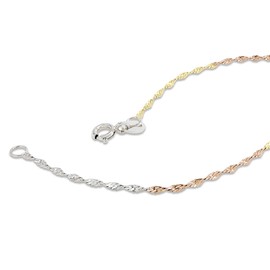 Wishrocks 14K Gold Over Sterling Silver Italian-Crafted 1.35mm Rope Chain Necklace – 18 Inches, Sterling Silver for Women Spring Ring Clasp”
