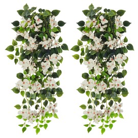 Artificial Hanging Flowers Bougainvillea, UV Resistant Fake Plastic Faux Flower Fabric Vine for Indoor Outdoor Garden Porch Eave Wedding Wall Décor