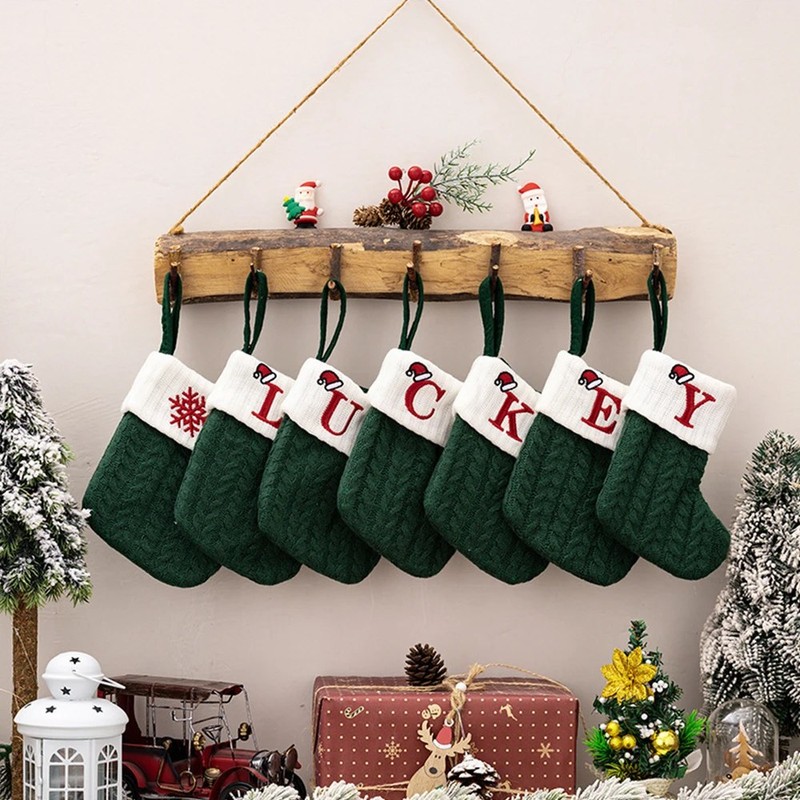 Christmas Stocking – Green A-Z Letter Hanging Christmas Stockings, Christmas