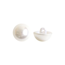 NBK LW4493-10 Pearl Half-Round Buttons, 10 Pieces, φ0.4 inches (10 mm), White