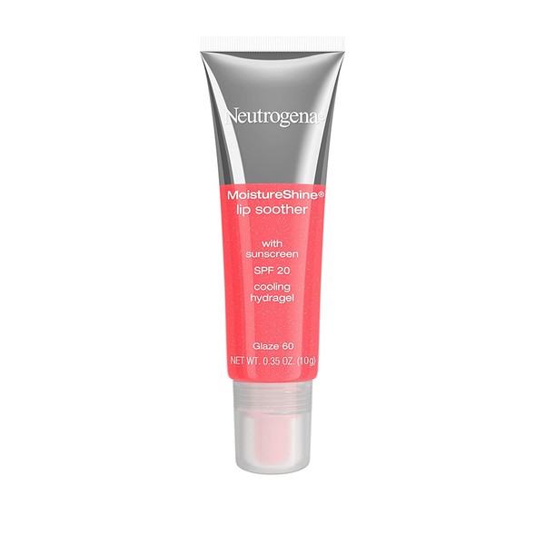 Neutrogena MoistureShine Lip Soother Gloss with SPF 20 Sun Protection, High Gloss Tinted Lip Moisturizer with Hydrating Glycerin and Soothing Cucumber for Dry Lips, Glaze 60,.35 oz