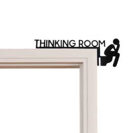 Thinking Room - Funny Toilet Signs for Door Decorative Toilet Door Signs Doors Topper Decor Restroom Plaque for Home Bathroom Office Hotels Lavator Decor (Wood)