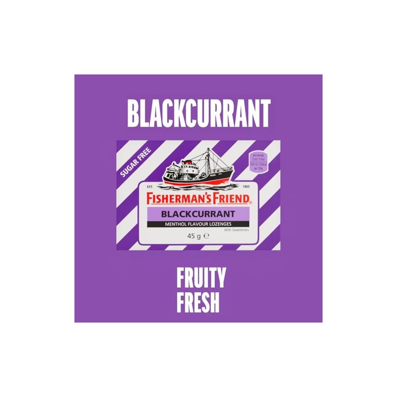 Fisherman's Friend - Pack of 6, 45g Blackcurrant Lozenge Packs,
