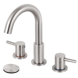 RNDIOZD Brushed Nickel Bathroom Faucet 3 Hole with Pop UP Drain Rv Bathroom Sink Faucet Widespread 360°Swivel Two Handles Stainless Steel